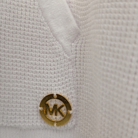 Michael Kors White Waffle Knit Hooded Women's Sweater Size XL - Picture 3 of 11